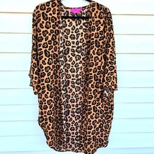 Simply Southern Women's Animal Cheetah Print Kimono Cover Up Cardigan Sz XS-S-M